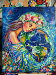 Mother Earth Gaia Floral Portrait- Custom for Andrea