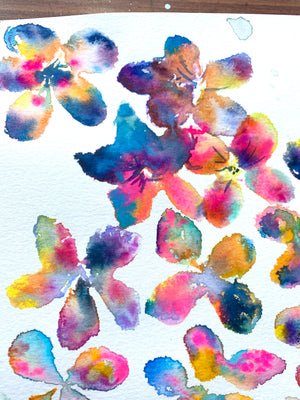 Neon Bright Floral Watercolor Painting