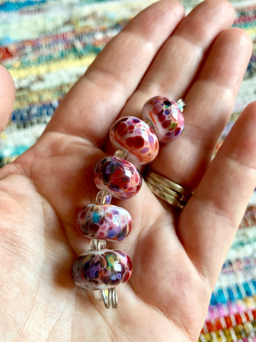 Set of 6 Handcrafted Lampwork Glass Beads in pretty mix of pastels