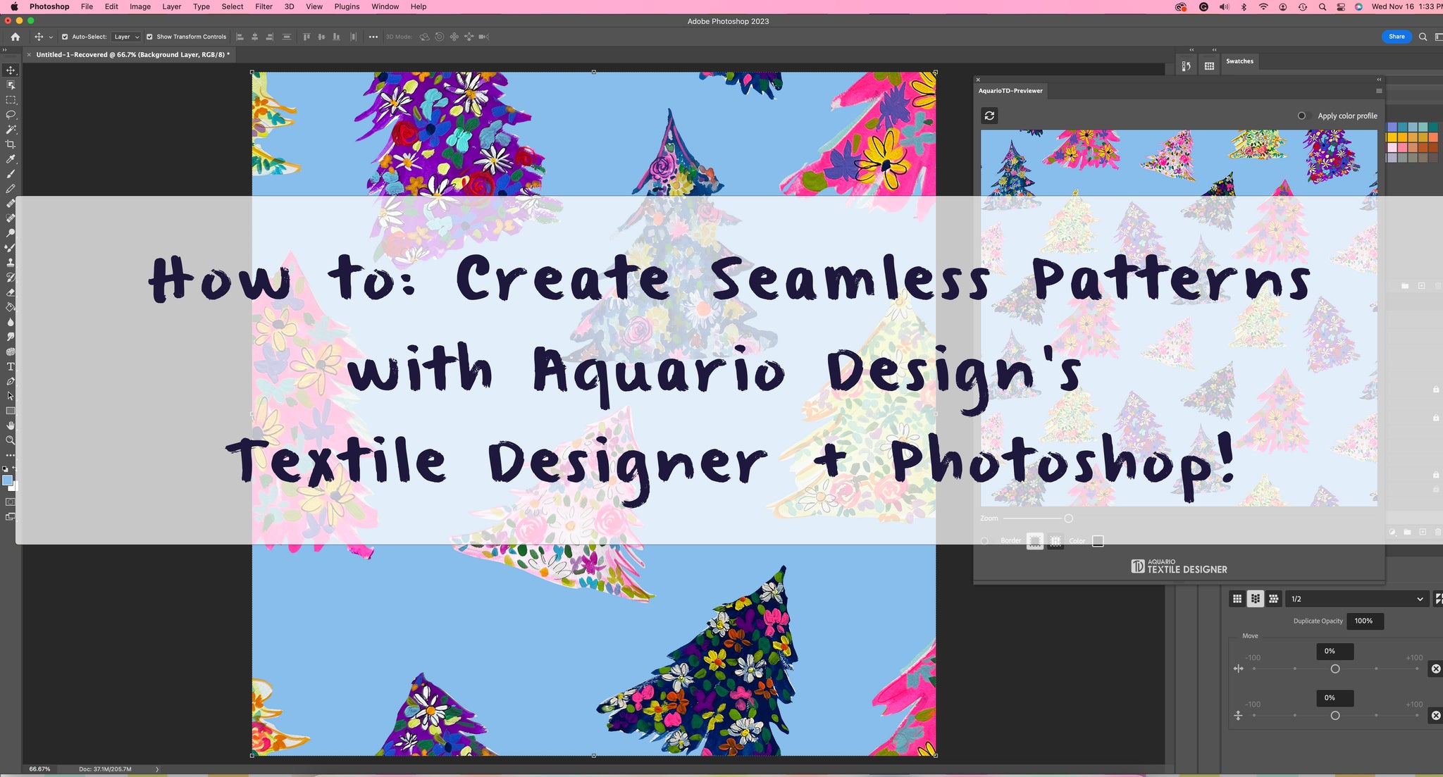 Using Aquario Textile Designer™: Making Basic and Half Drop Patterns.