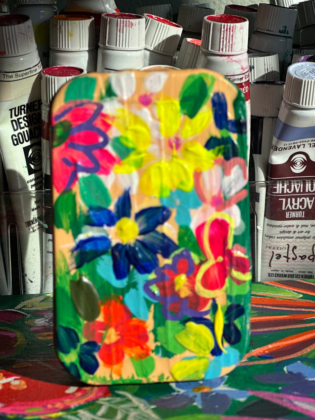 Hand Painted Floral Watercolor Box - Small Travel Box with 14 Watercolor Pans🎨