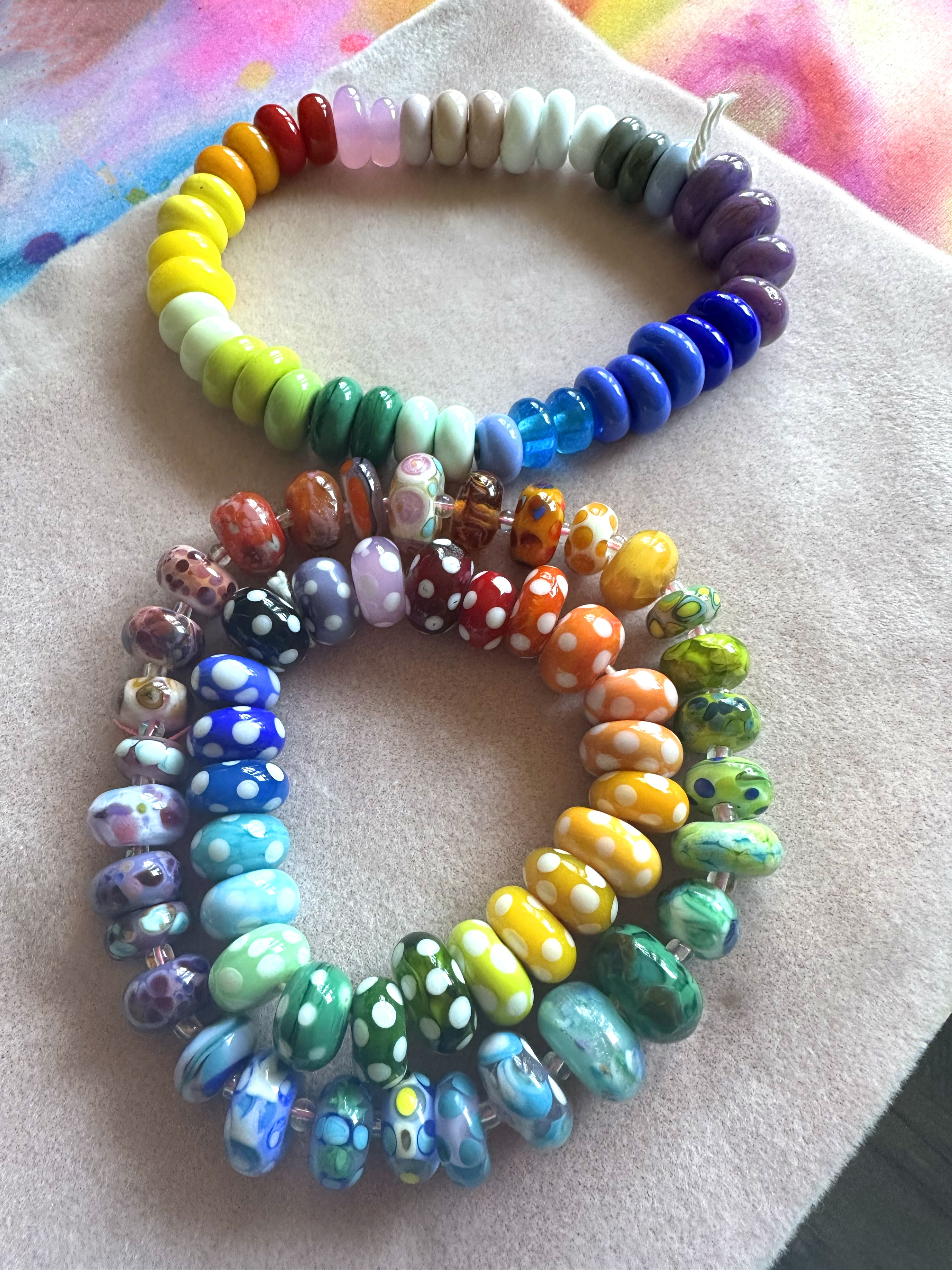 Set of 40 Rainbow Solids - Colorful Handcrafted Lampwork Glass Beads