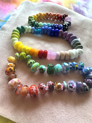 Set of 40 Rainbow Solids - Colorful Handcrafted Lampwork Glass Beads