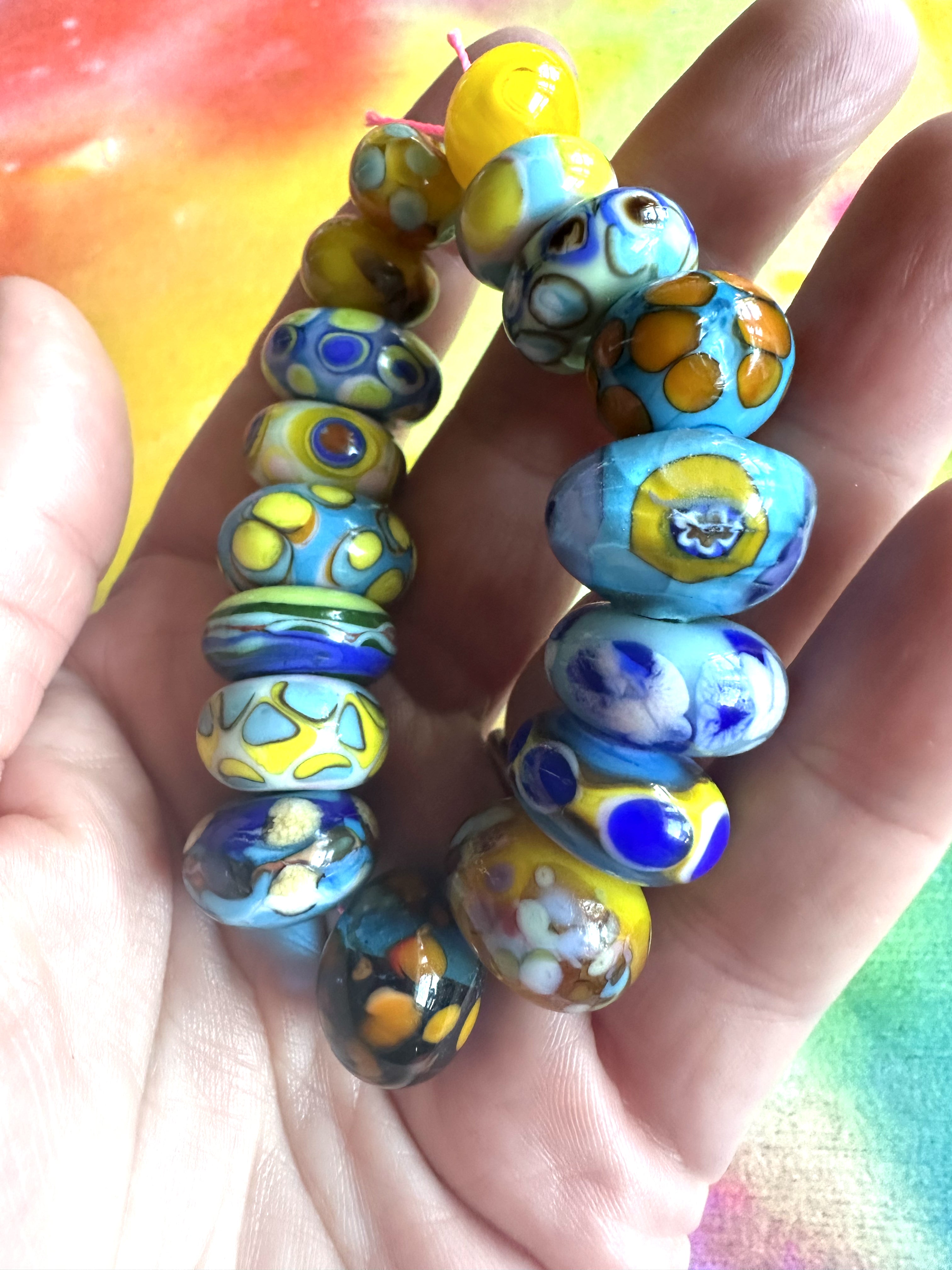 Blueberry Lemonade Bright Blues and Yellow 17 piece Bead Set