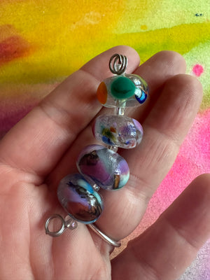 Set of 4 Watercolor Inspired Glass Beads