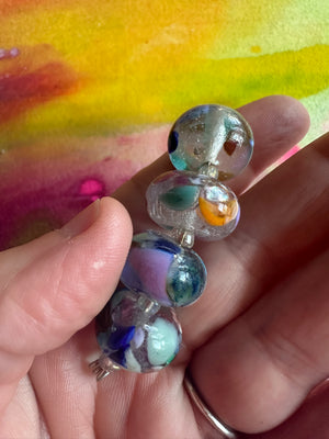 Set of 4 Watercolor Inspired Glass Beads
