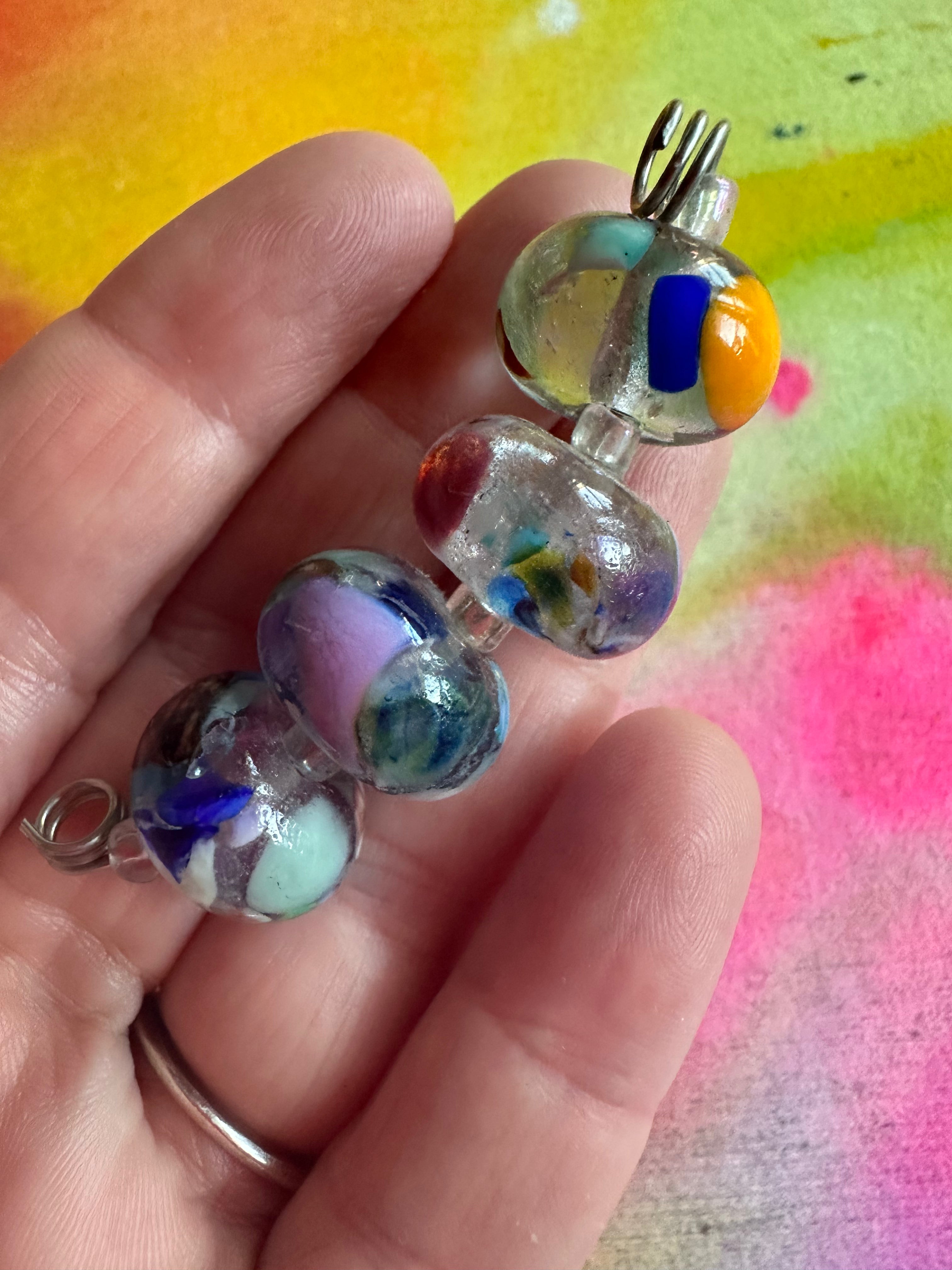 Set of 4 Watercolor Inspired Glass Beads