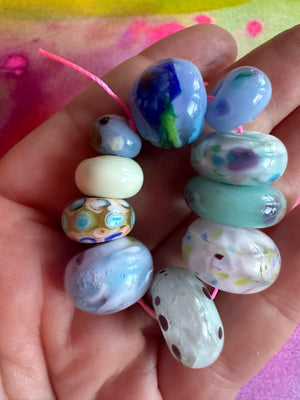 Ivy Blues and Pastel Aqua 10 piece bead set