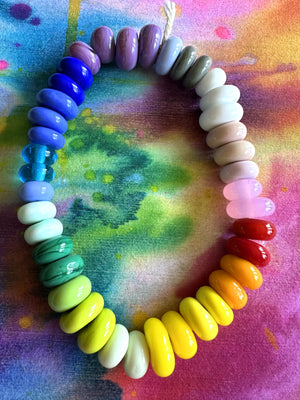 Set of 40 Rainbow Solids - Colorful Handcrafted Lampwork Glass Beads