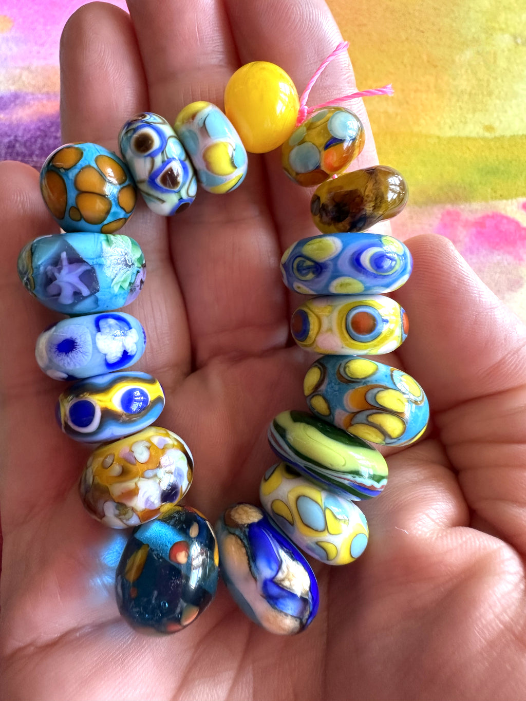 Blueberry Lemonade Bright Blues and Yellow 17 piece Bead Set