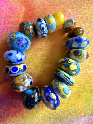 Blueberry Lemonade Bright Blues and Yellow 17 piece Bead Set
