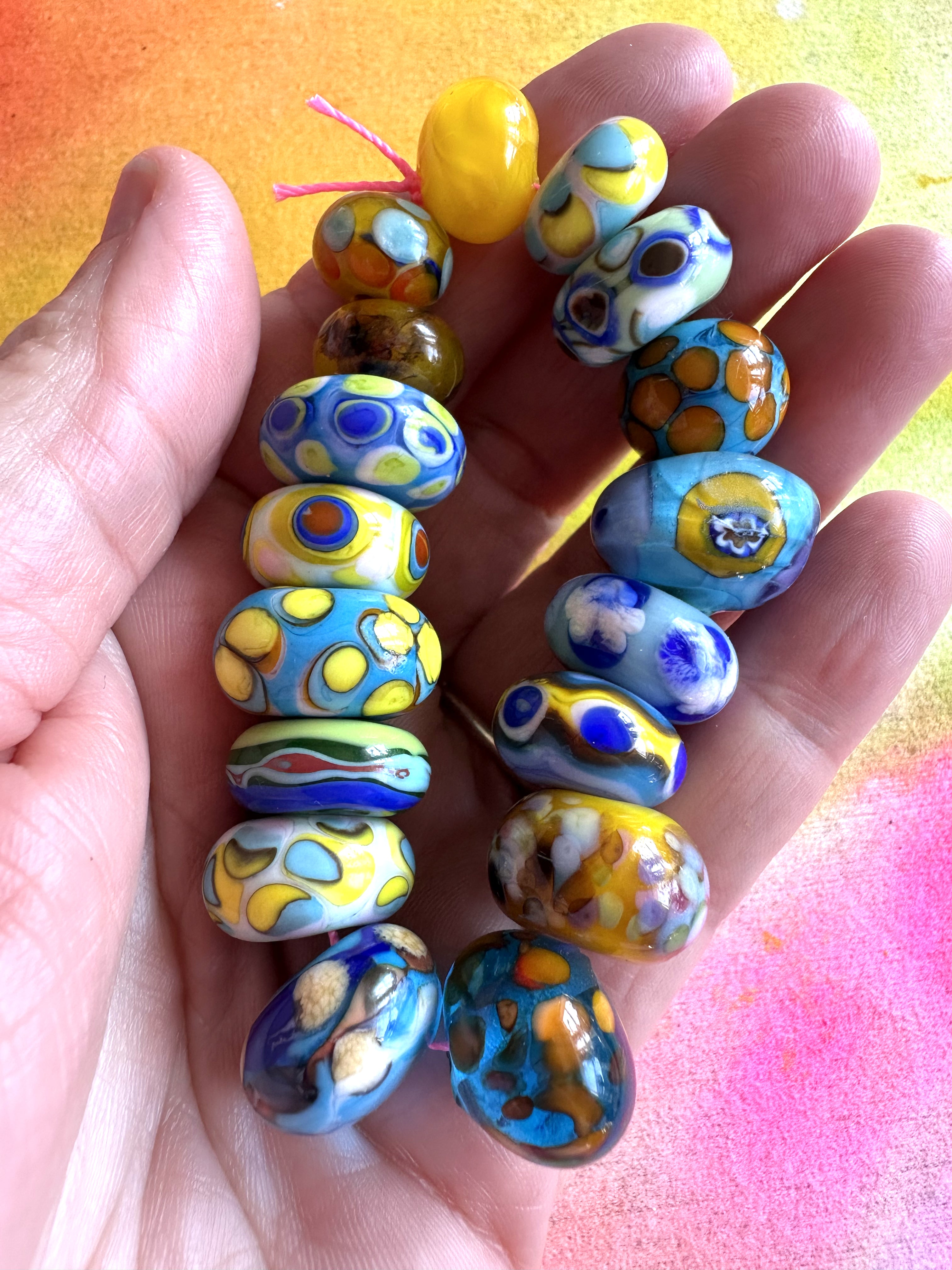 Blueberry Lemonade Bright Blues and Yellow 17 piece Bead Set