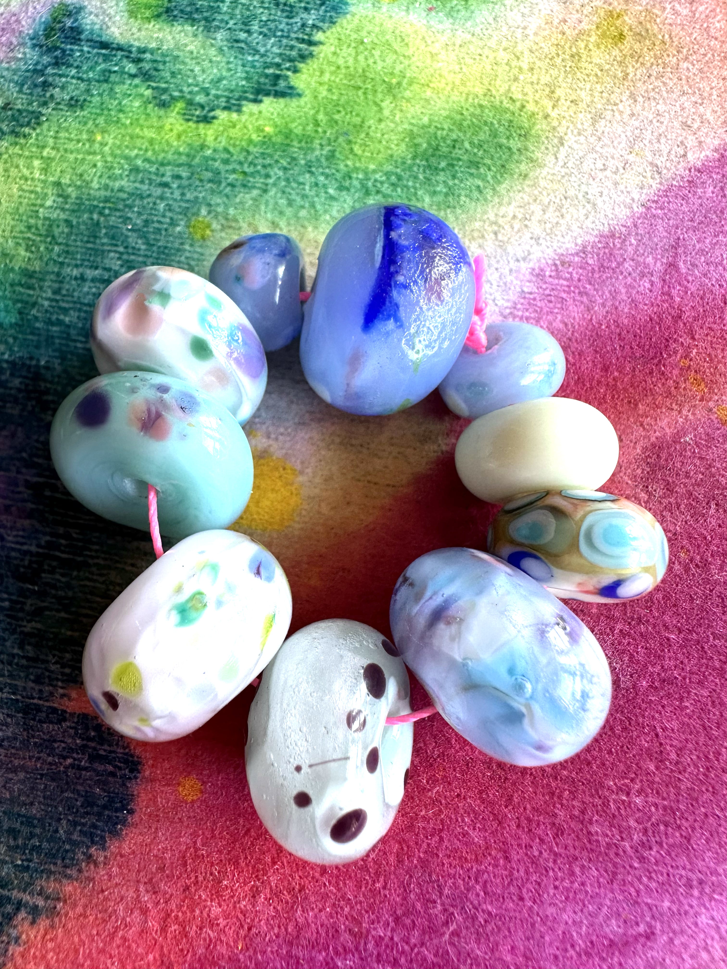 Ivy Blues and Pastel Aqua 10 piece bead set