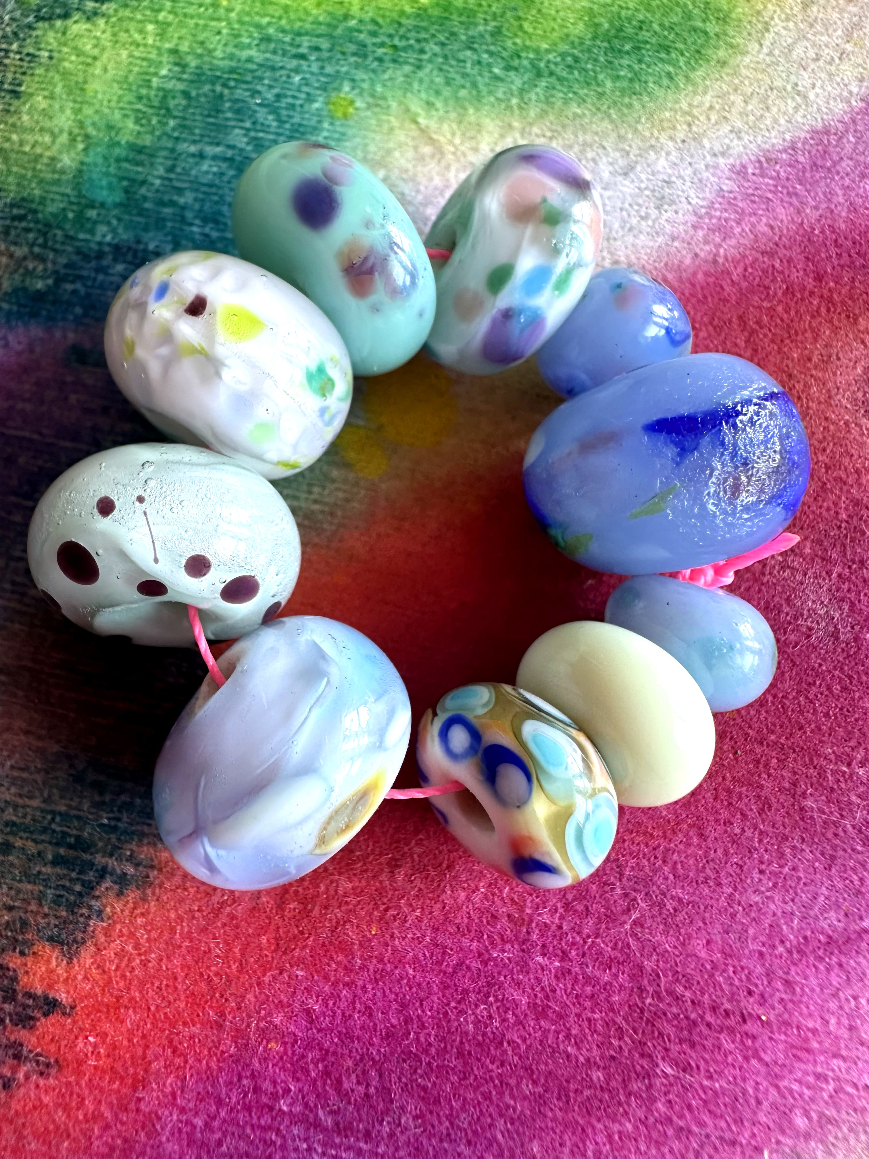 Ivy Blues and Pastel Aqua 10 piece bead set