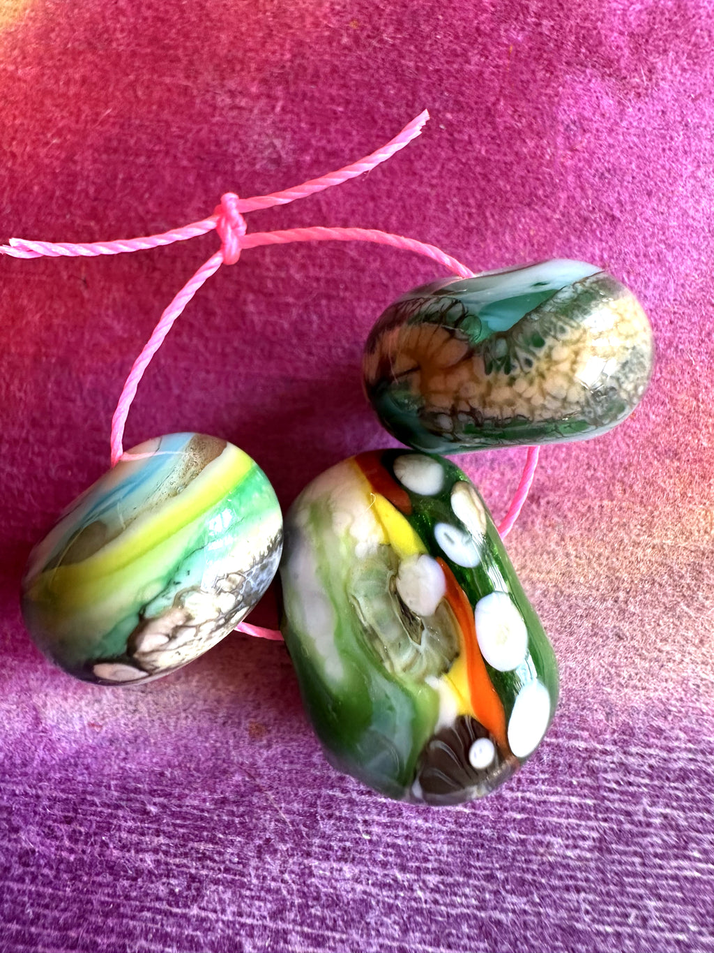 3 piece Handcrafted Art Bead Set