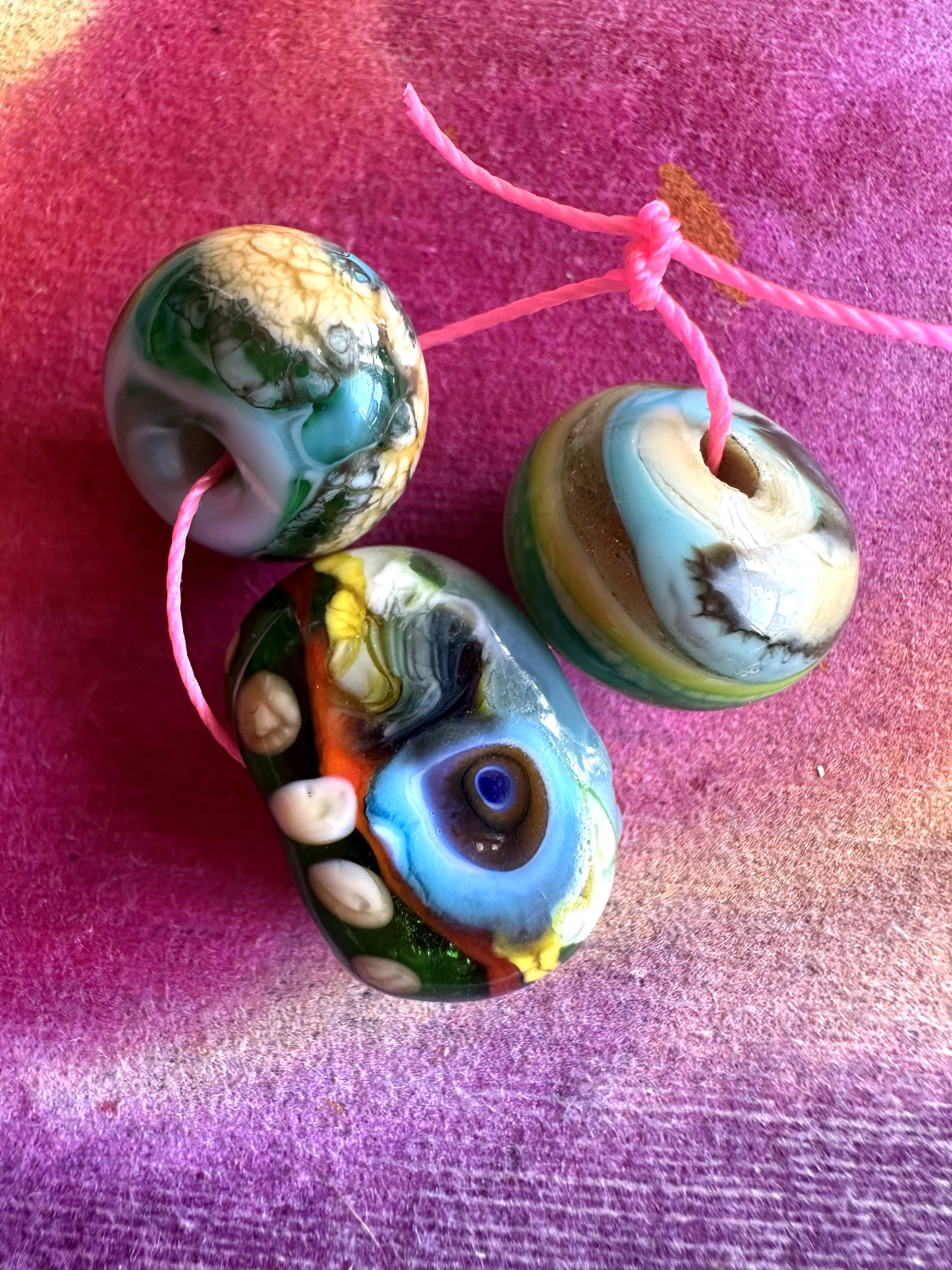 3 piece Handcrafted Art Bead Set
