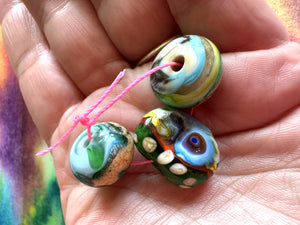 3 piece Handcrafted Art Bead Set