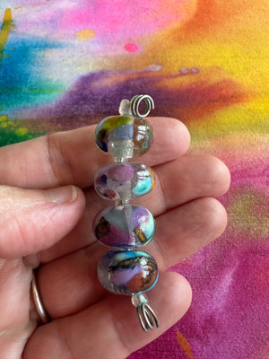 Set of 4 Watercolor Inspired Glass Beads