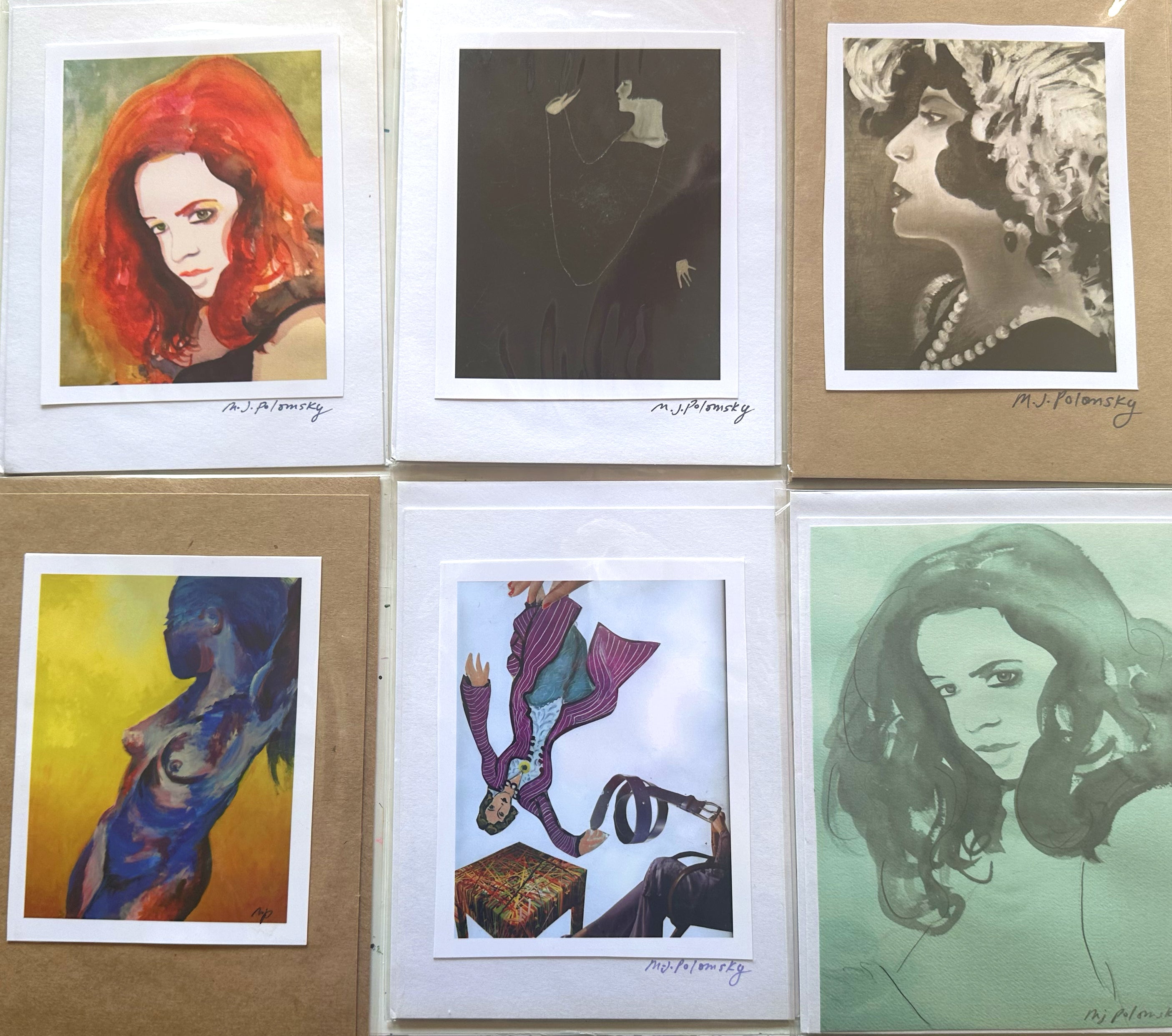 Set of 6 Art Print Cards - "Colorful Ladies"