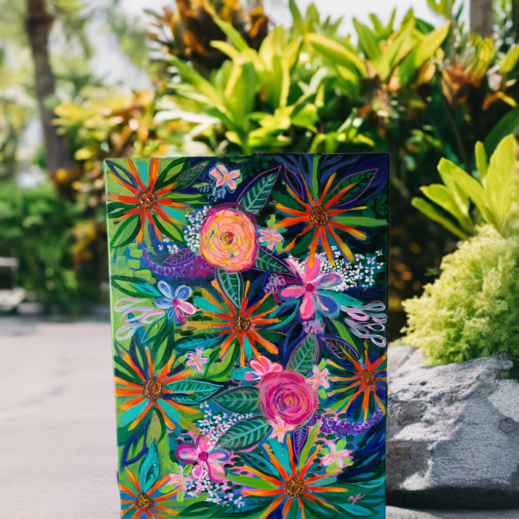 Vibrant Jungle Floral on Canvas 18”x24” – The Artwerks Vibrant Jungle Floral on Canvas 18”x24” – The Artwerks