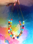 Colorful and Unique Czech Glass Beaded Necklace.