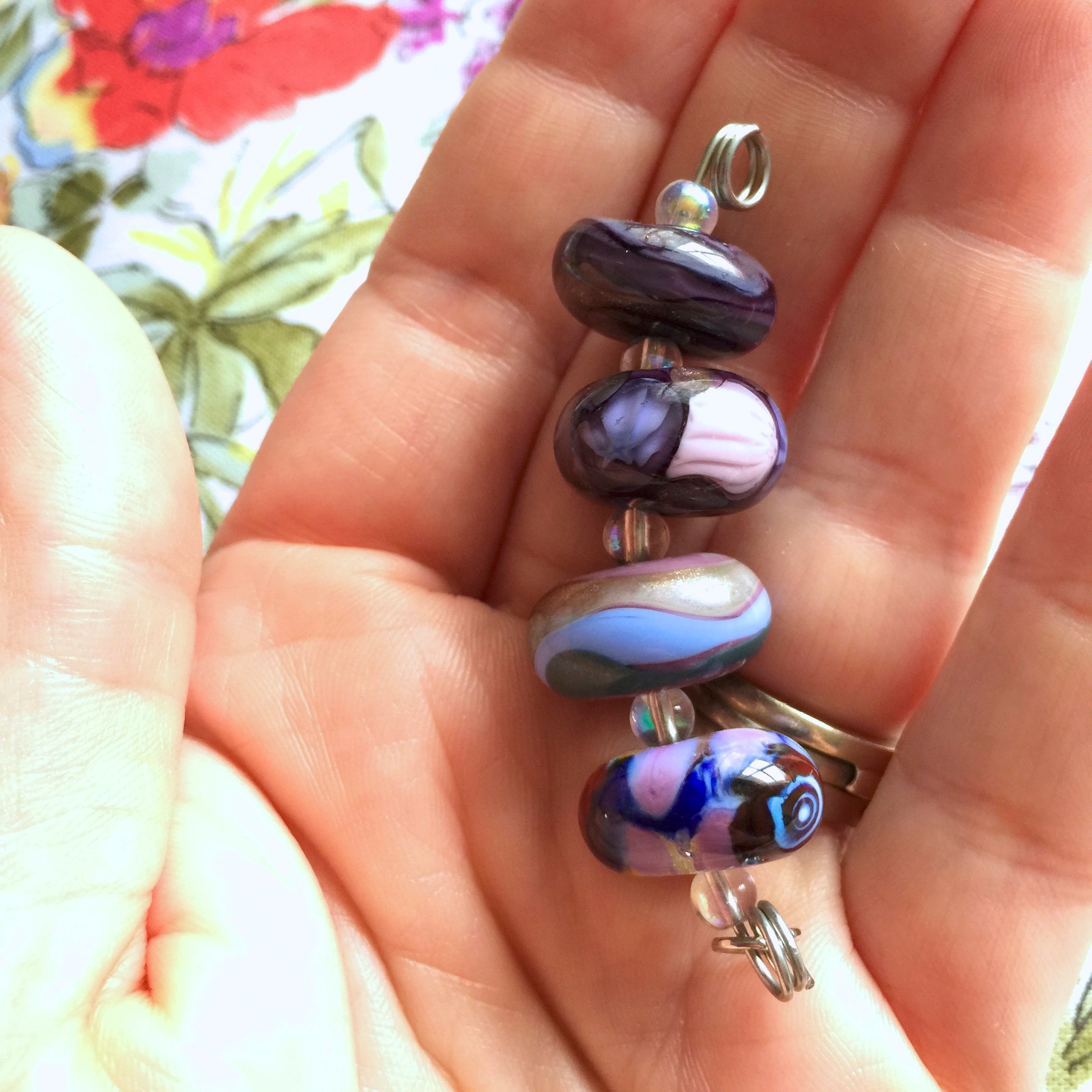 Set of 4 Funky and Unique Handcrafted Lampwork Glass Beads in purples – The  Artwerks