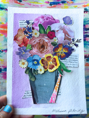Pretty Spring Floral Collage + Watercolor Art