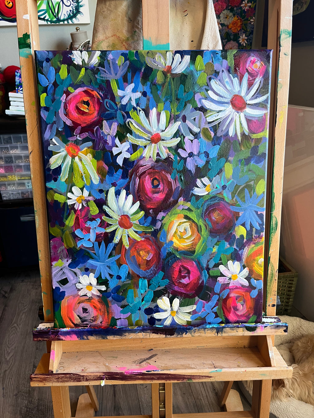Modern Floral Original 24x30 Canvas Painting – The Artwerks