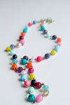 Colorful Czech Glass Bead Chain Necklace in brights + pastels.