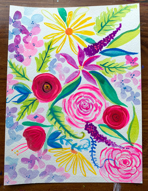 Vibrant Summer Neon Floral Watercolor