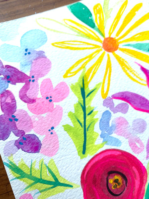 Vibrant Summer Neon Floral Watercolor