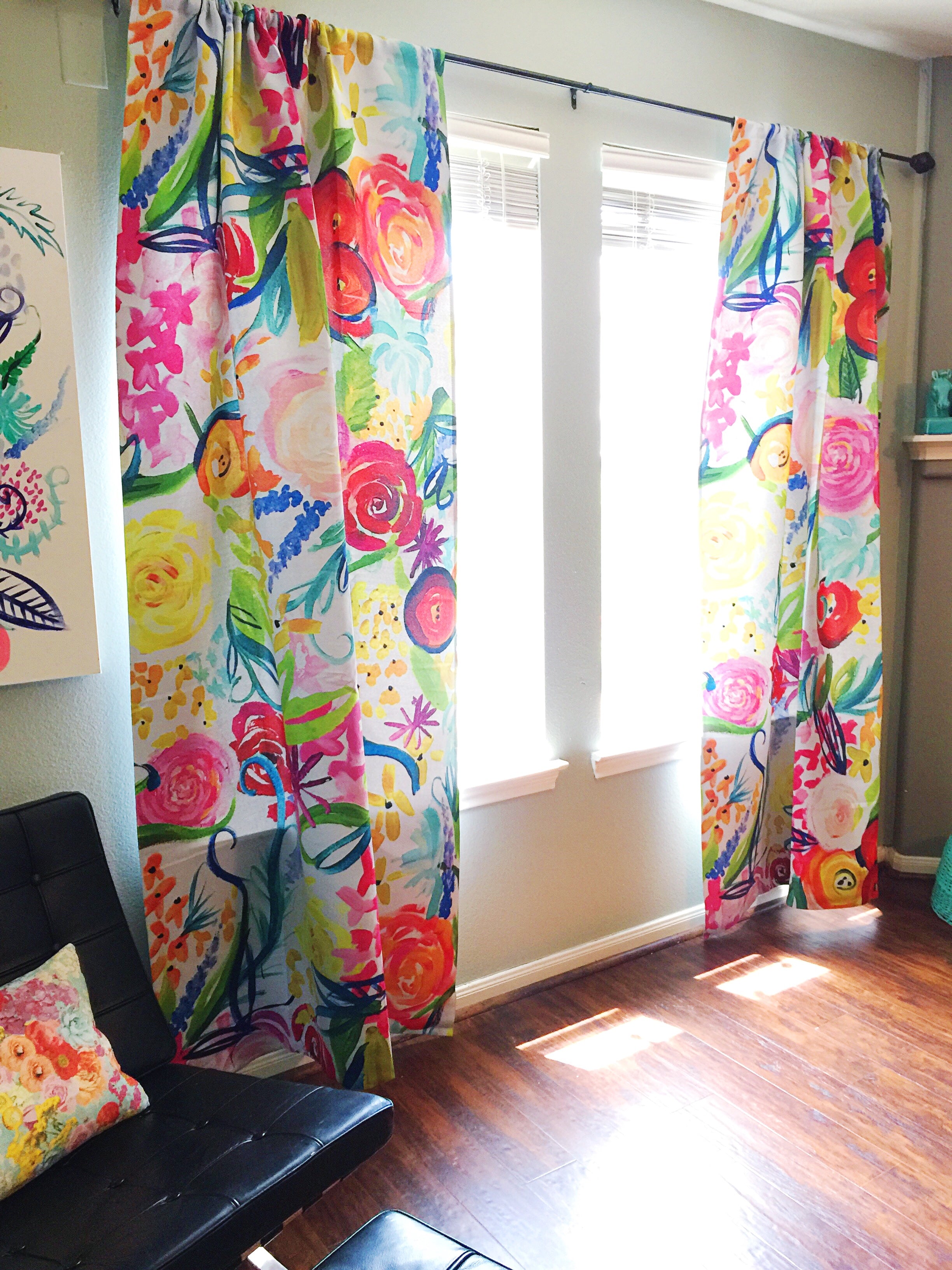 Colorful 'Neon Summer Floral' Painting Print Art Curtains. – The Artwerks