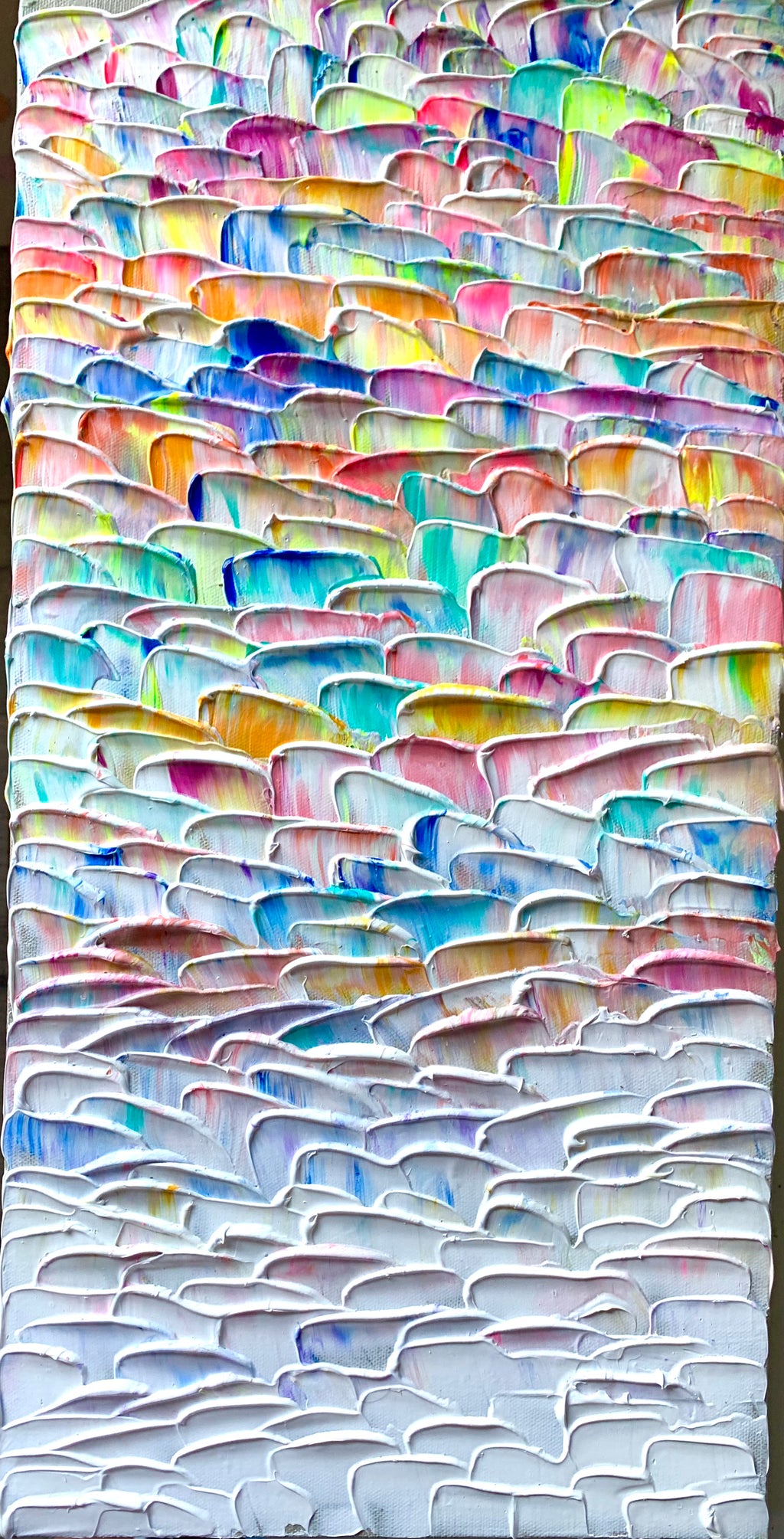 Thick Textural Painting in Neon Colors