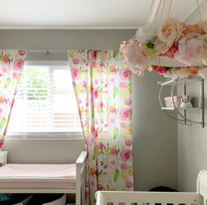 Watercolor Roses, Peonies, & Poppies Window Curtains