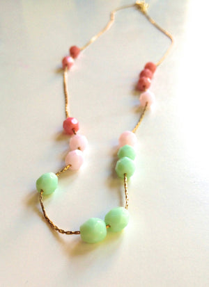 Cute Colorblock Czech Glass bead Necklace.  Pick your Fav color!