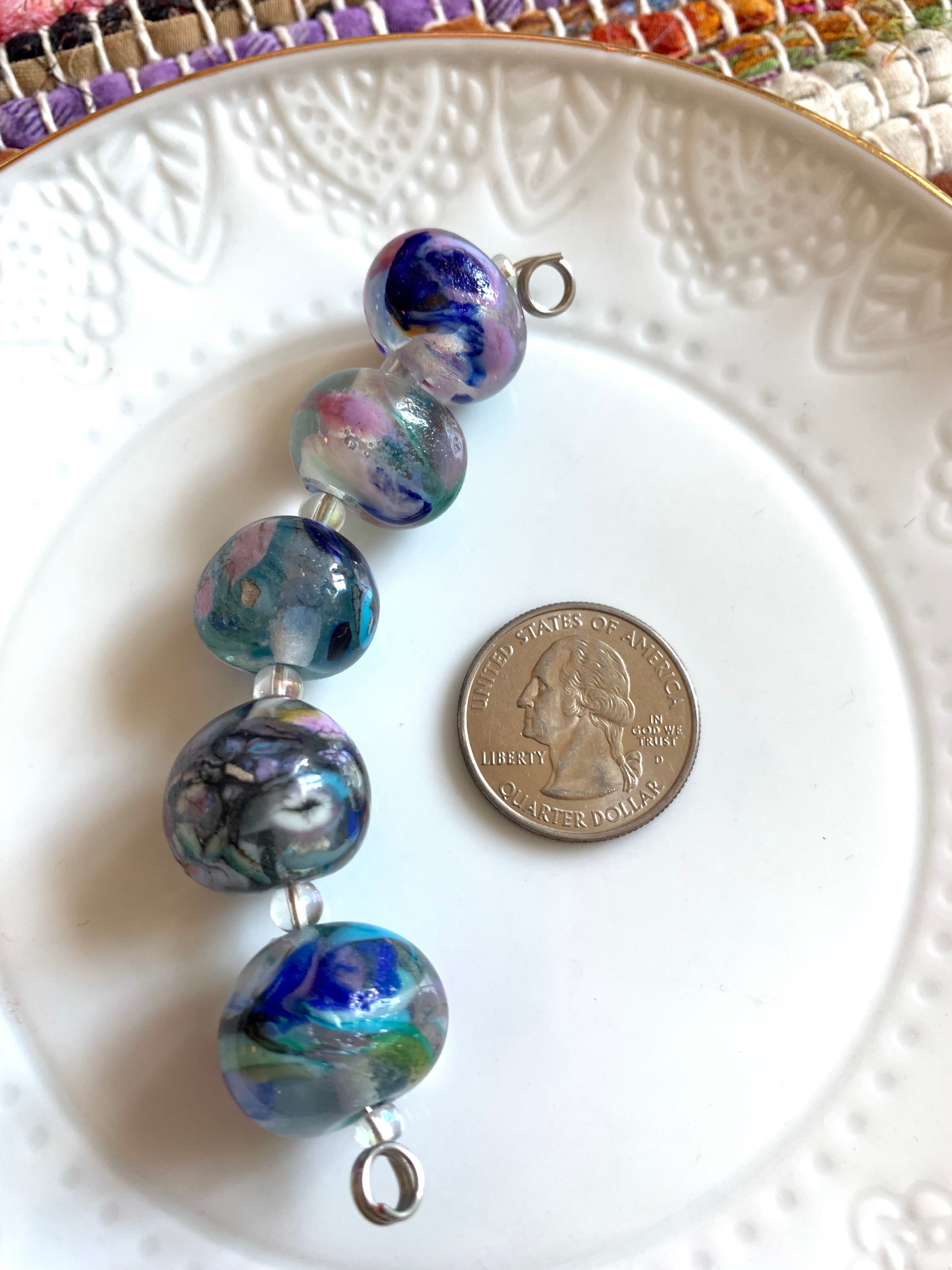 Set of 5 large “watercolor” marble beads in cool blue/purple tones – The  Artwerks