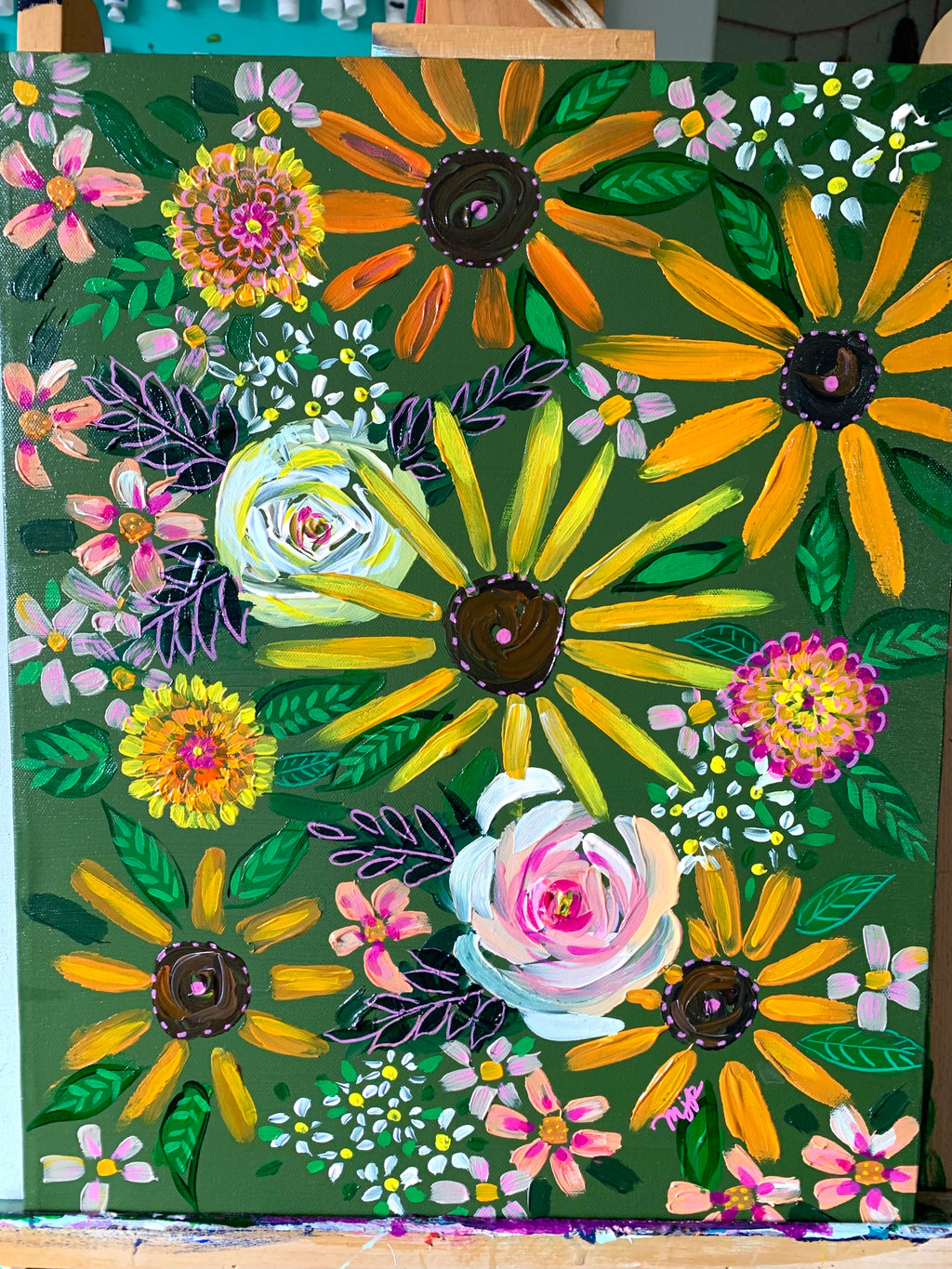 Sunflowers in Autumn Floral Painting