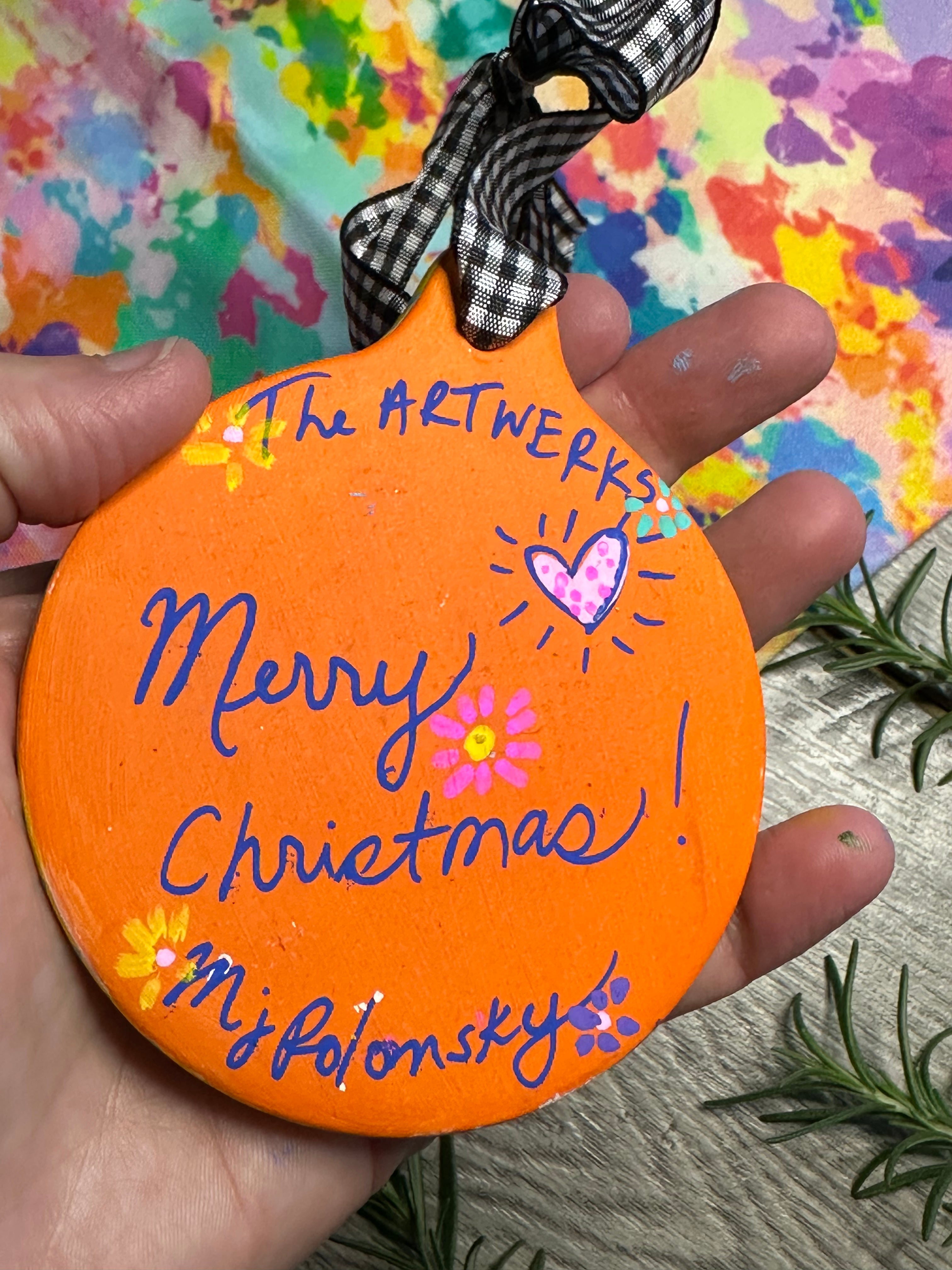 Colorful Hand painted Floral Christmas Ornament