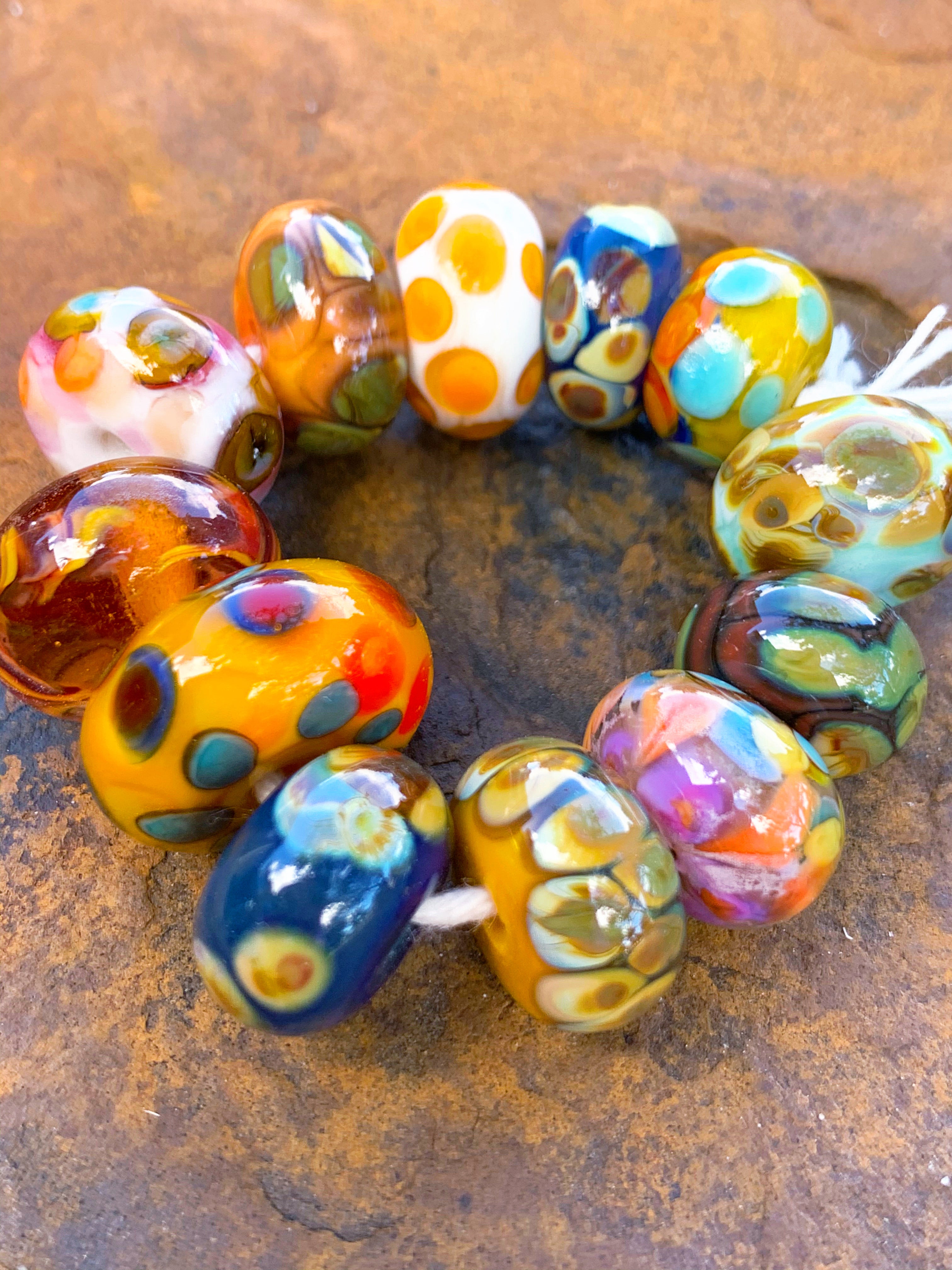 Vegas Sunset” colorful glass 12 bead set. – The Artwerks