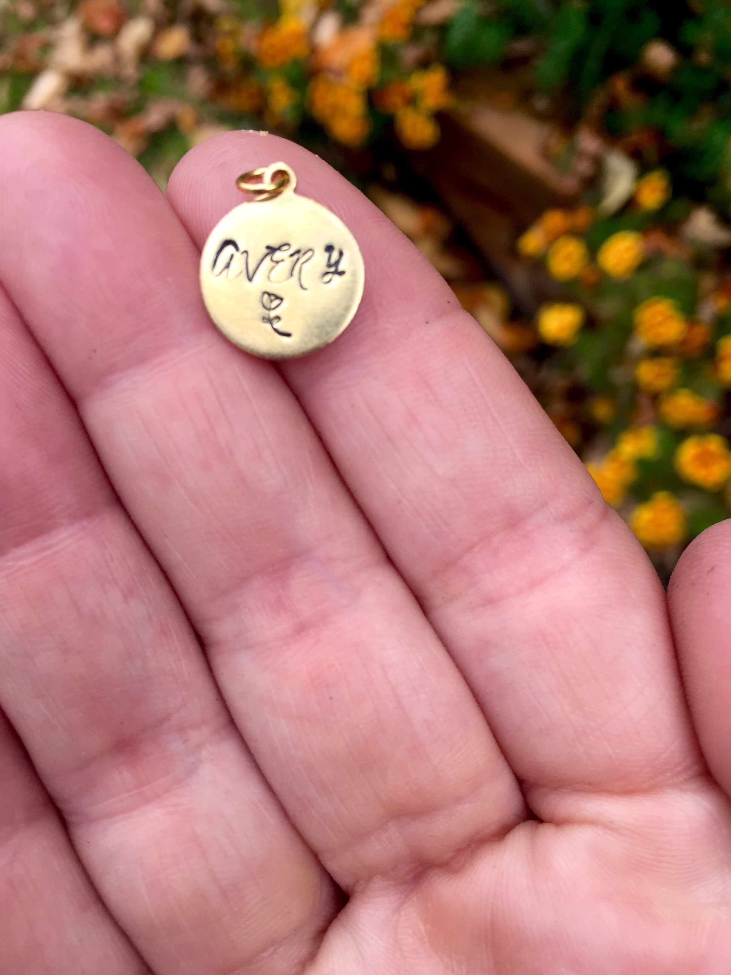 Petite Brass Hand Stamped  Necklace with Initials or Monogram.