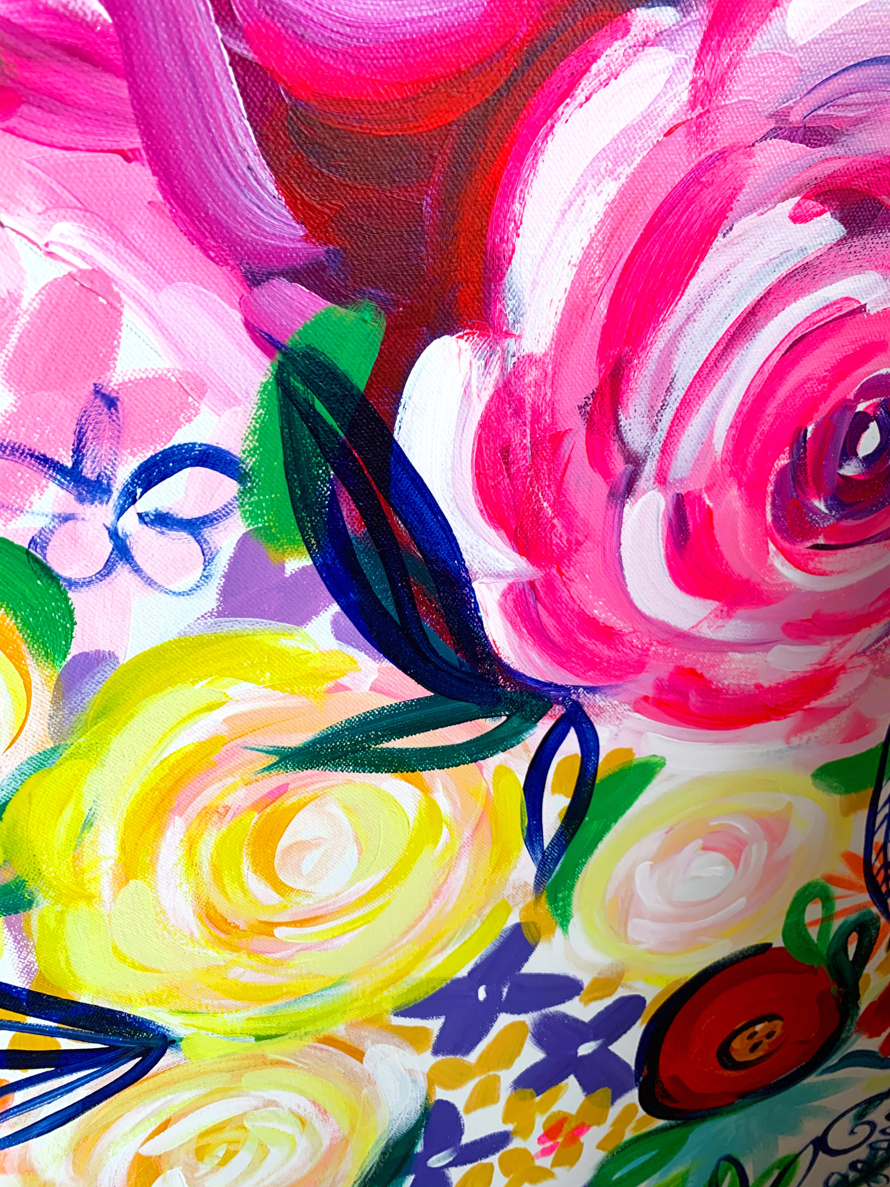 Vibrant Floral Painting on Canvas