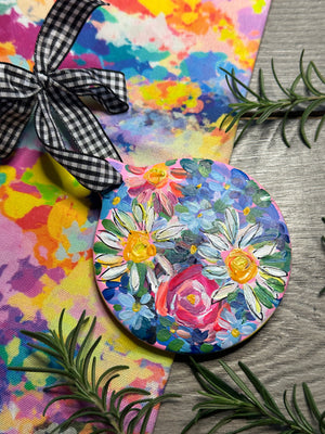 Colorful Hand painted Floral Christmas Ornament