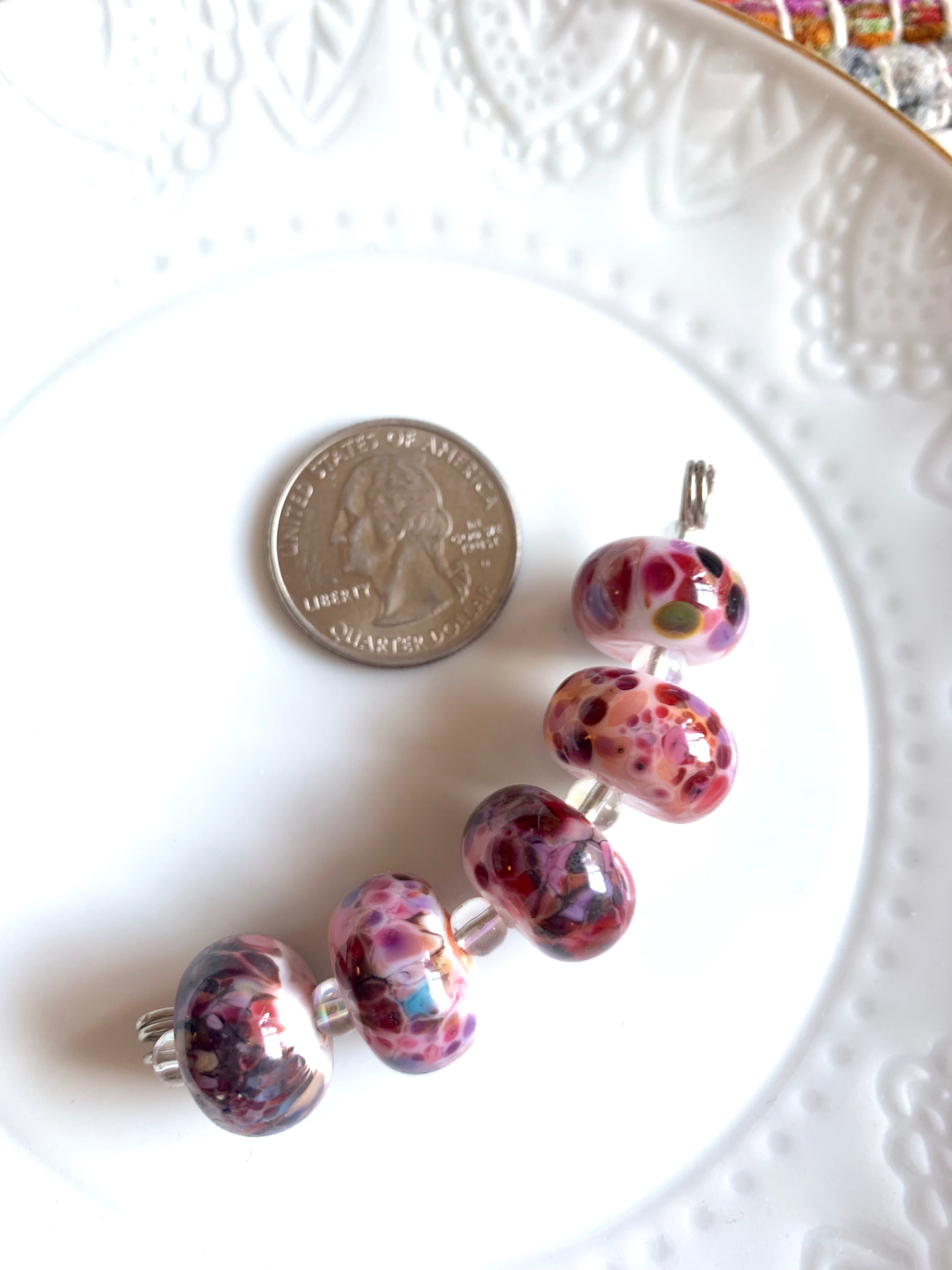 Delft hand crafted art glass bead set - lampwork by Jolene Beads