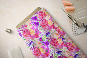 Pretty in Pink Watercolor Floral Fabric